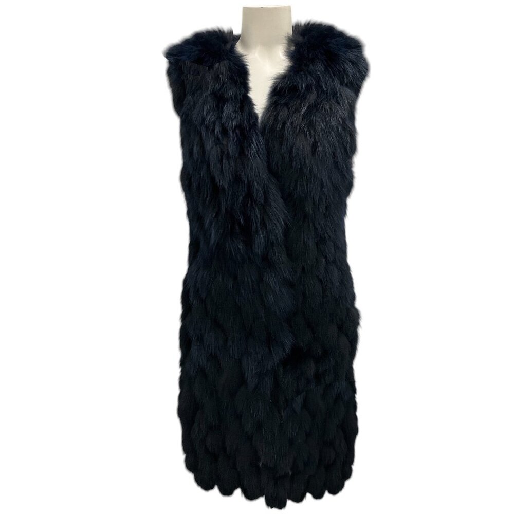 J. Mendel Navy Blue Genuine Fur Vest